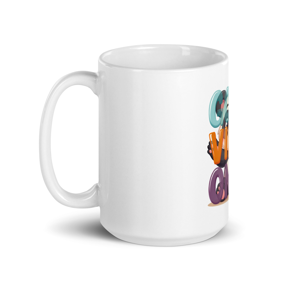 Cute Panda “Good Vibes Only” White Glossy Coffee Mug – Positive Mood Ceramic Mug