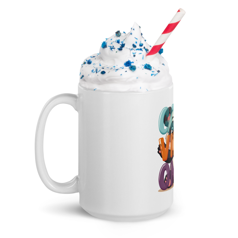 Cute Panda “Good Vibes Only” White Glossy Coffee Mug – Positive Mood Ceramic Mug