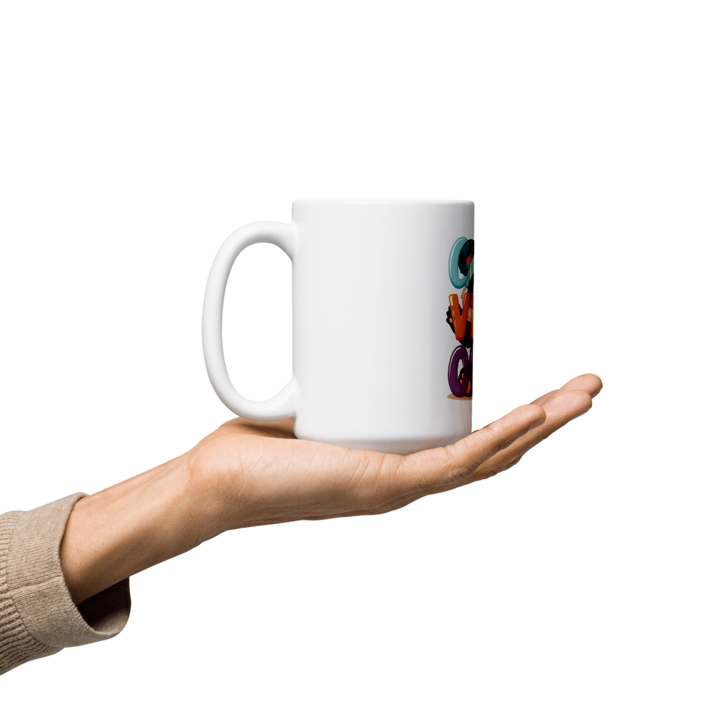 Cute Panda “Good Vibes Only” White Glossy Coffee Mug – Positive Mood Ceramic Mug