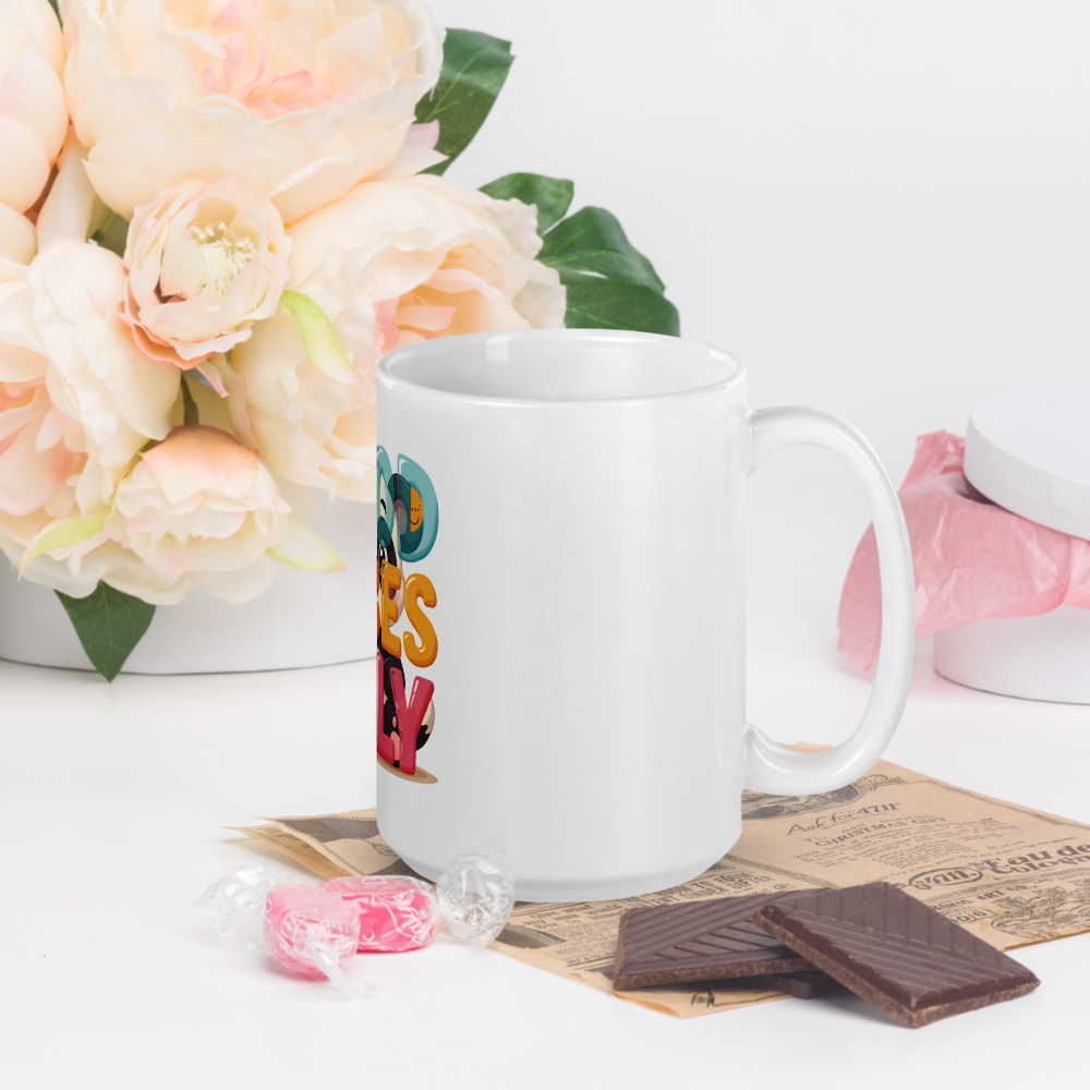 Cute Panda “Good Vibes Only” White Glossy Coffee Mug – Positive Mood Ceramic Mug