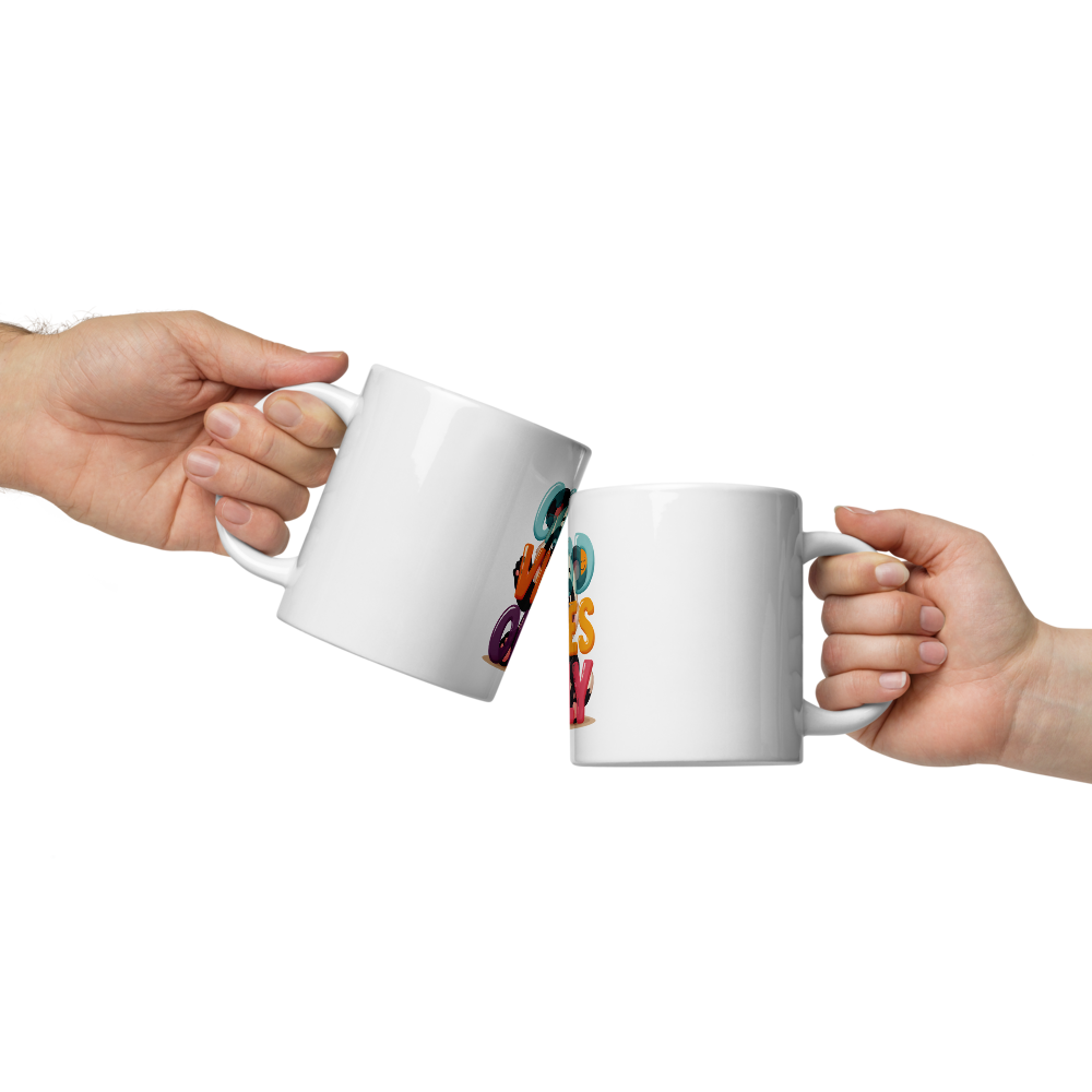 Cute Panda “Good Vibes Only” White Glossy Coffee Mug – Positive Mood Ceramic Mug