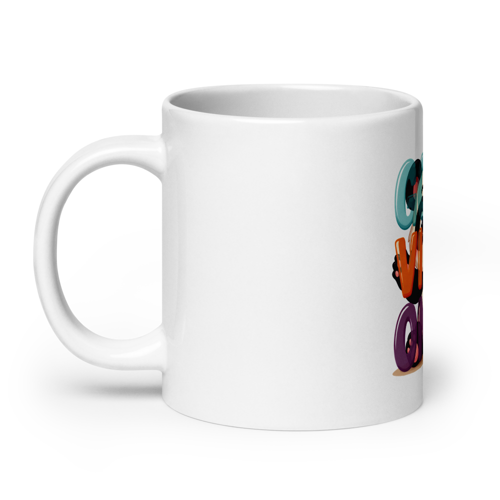 Cute Panda “Good Vibes Only” White Glossy Coffee Mug – Positive Mood Ceramic Mug