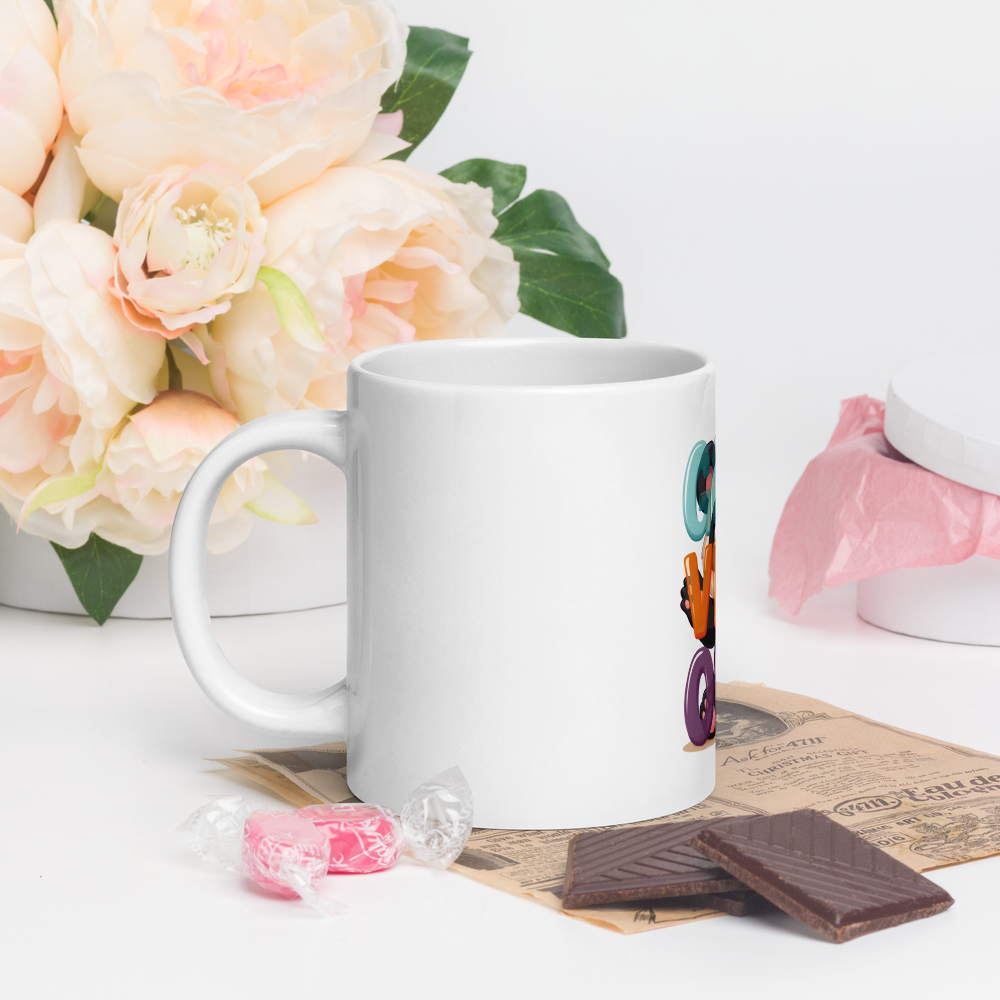 Cute Panda “Good Vibes Only” White Glossy Coffee Mug – Positive Mood Ceramic Mug