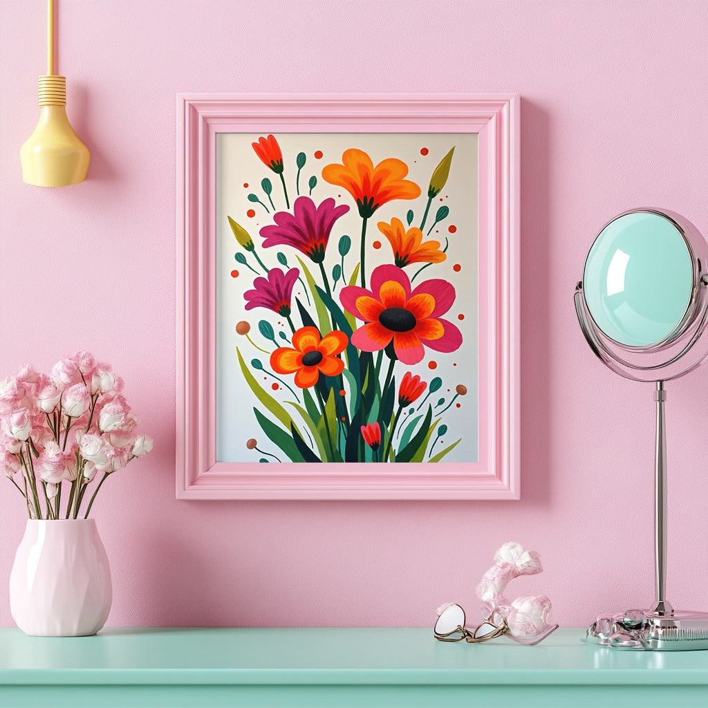 Blooming Vibrance – The Story of Colors in a Modern Floral Artwork