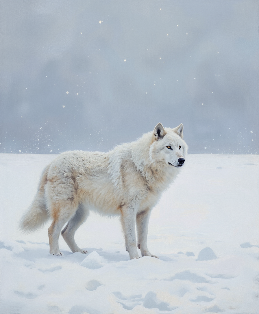 Winter Sovereign: The Symbolism of the Lone Arctic Wolf in Modern Wildlife Art