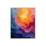 Abstract Color Wave Poster with Wooden Frame — Vibrant Modern Wall Art