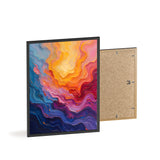 Abstract Color Wave Poster with Wooden Frame — Vibrant Modern Wall Art