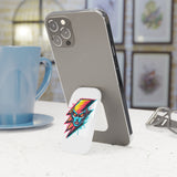 Bold Neon Lightning Face Phone Grip — Click-On Stand & Secure Holder
