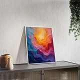 Abstract Color Wave Poster with Wooden Frame — Vibrant Modern Wall Art