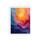 Abstract Color Wave Poster with Wooden Frame — Vibrant Modern Wall Art