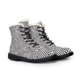 Black and white patterned boots on a white background