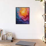 Abstract Color Wave Poster with Wooden Frame — Vibrant Modern Wall Art