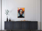 Abstract Expressionist Woman Portrait – Framed Modern Art Wall Poster