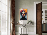Abstract Expressionist Woman Portrait – Framed Modern Art Wall Poster