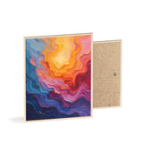 Abstract Color Wave Poster with Wooden Frame — Vibrant Modern Wall Art
