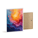 Abstract Color Wave Poster with Wooden Frame — Vibrant Modern Wall Art