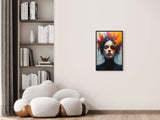 Abstract Expressionist Woman Portrait – Framed Modern Art Wall Poster
