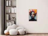 Abstract Expressionist Woman Portrait – Framed Modern Art Wall Poster