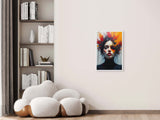 Abstract Expressionist Woman Portrait – Framed Modern Art Wall Poster