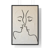 Minimal Line Art Faces Framed Poster — Modern Abstract Couple Wall Art
