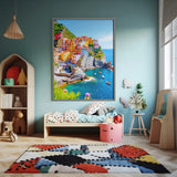 Italian Coastal Village – Colorful Mediterranean Cliffside Art | Travel-Inspired Seaside Wall Canvas
