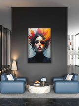 Abstract Expressionist Woman Portrait – Framed Modern Art Wall Poster