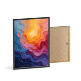 Abstract Color Wave Poster with Wooden Frame — Vibrant Modern Wall Art