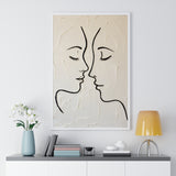 Minimal Line Art Faces Framed Poster — Modern Abstract Couple Wall Art