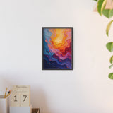Abstract Color Wave Poster with Wooden Frame — Vibrant Modern Wall Art