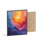 Abstract Color Wave Poster with Wooden Frame — Vibrant Modern Wall Art