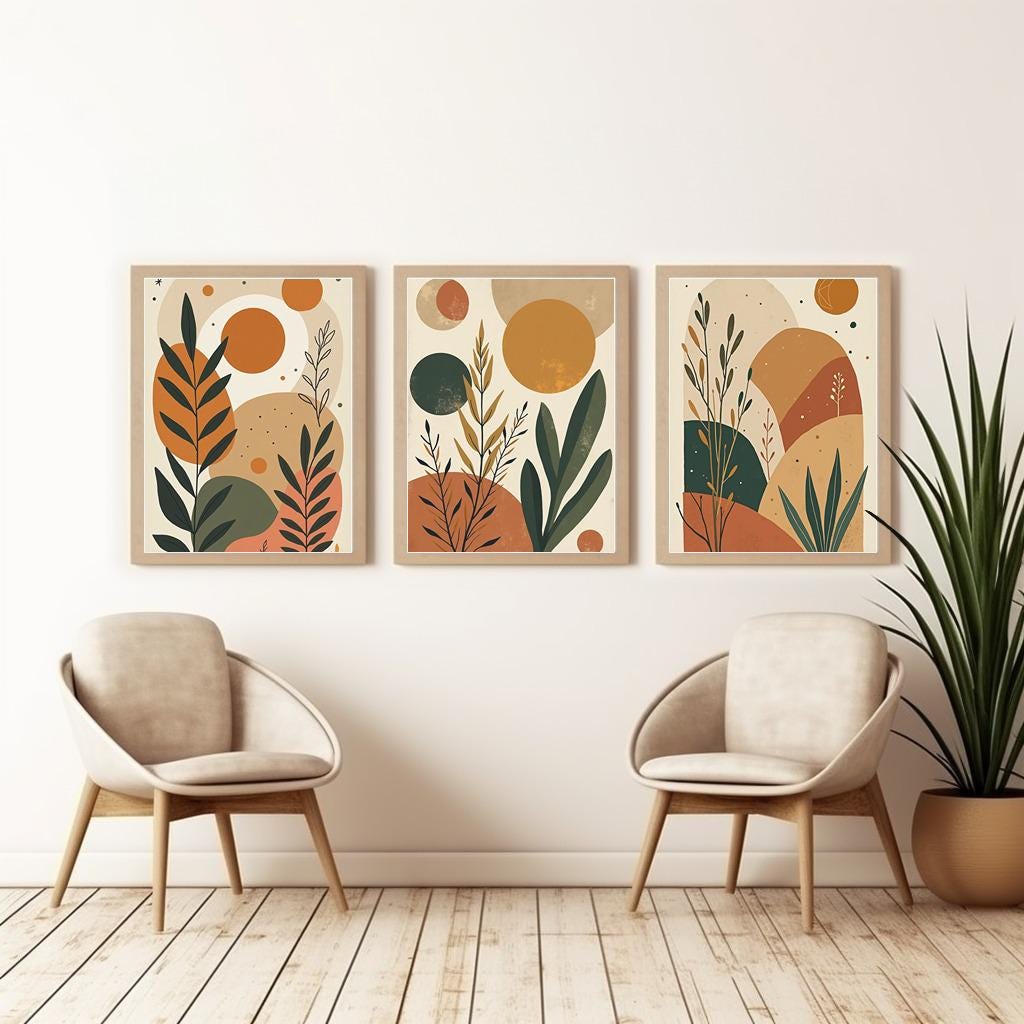 Boho Terracotta Print Set: Minimalist Neutral Wall Art (Digital Download)