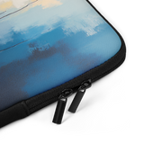 Blue laptop sleeve with a zipper on a white background