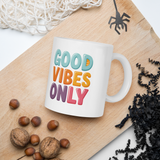 Cute Panda “Good Vibes Only” White Glossy Coffee Mug – Positive Mood Ceramic Mug