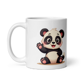 Cute Panda “Good Vibes Only” White Glossy Coffee Mug – Positive Mood Ceramic Mug