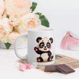 Cute Panda “Good Vibes Only” White Glossy Coffee Mug – Positive Mood Ceramic Mug