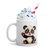Cute Panda “Good Vibes Only” White Glossy Coffee Mug – Positive Mood Ceramic Mug
