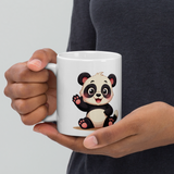 Cute Panda “Good Vibes Only” White Glossy Coffee Mug – Positive Mood Ceramic Mug