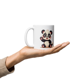 Cute Panda “Good Vibes Only” White Glossy Coffee Mug – Positive Mood Ceramic Mug