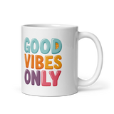 Cute Panda “Good Vibes Only” White Glossy Coffee Mug – Positive Mood Ceramic Mug
