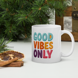 Cute Panda “Good Vibes Only” White Glossy Coffee Mug – Positive Mood Ceramic Mug