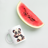 Cute Panda “Good Vibes Only” White Glossy Coffee Mug – Positive Mood Ceramic Mug